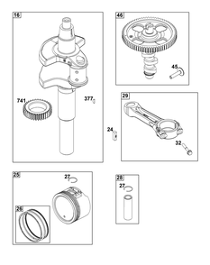 Crankshaft Group Diagram and Parts List for 61G877-0003-J1 400000 - 699999 Briggs and Stratton Engine